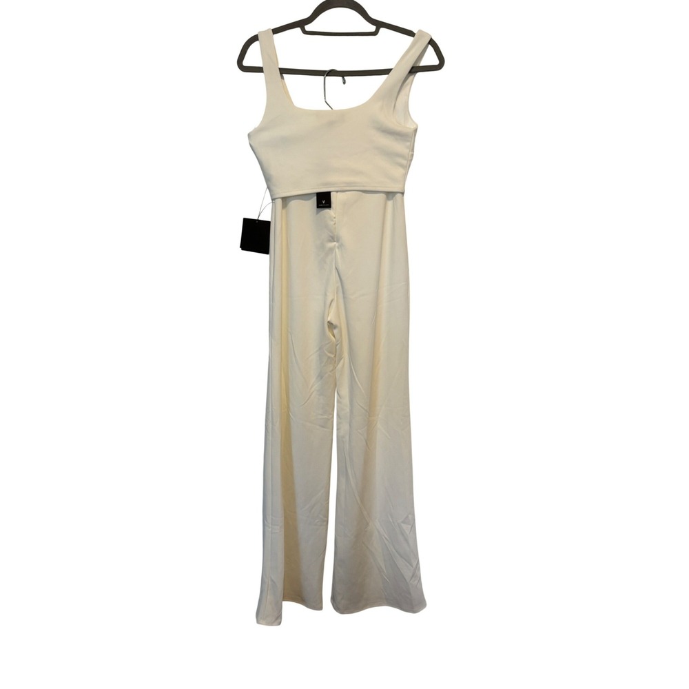 Lulus White Square Neck Wide Leg Jumpsuit Small NWT Bridal Formal Sleeveless - Picture 6 of 8